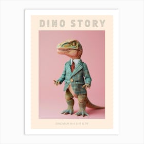 Pastel Toy Dinosaur In A Suit & Tie 4 Poster Art Print