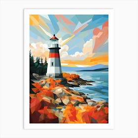 Lighthouse At Sunset Art Print