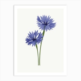 Illustration Of Two Blue Cornflowers Art Print