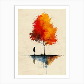 Tree And A Man Art Print