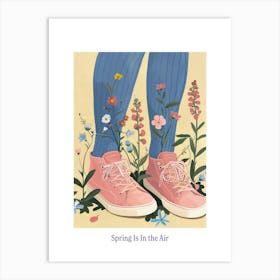 Spring In In The Air Pink Sneakers And Flowers 1 Art Print