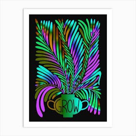 Grow Abstract Floral Night Art Print