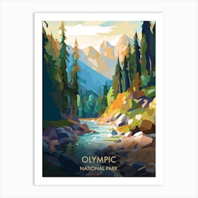 Olympic National Park Travel Poster Illustration Style 3 Art Print