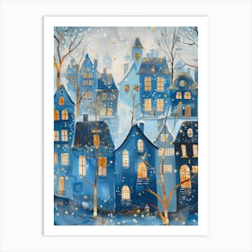 Winter Village Canvas Print Art Print