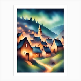 Village At Night 1 Art Print