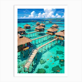 Huts On The Beach Art Print