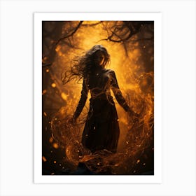 Woman in lights Art Print