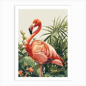 Greater Flamingo Southern Europe Spain Tropical Illustration 6 Art Print