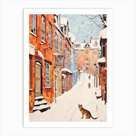 Cat In The Streets Of Quebec City   Canada With Sow 1 Art Print