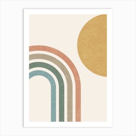 Mid-century Modern Sun and Rainbow - Abstract Modern Minimalist Colorful Art Print