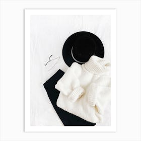 White Sweater And Black Hat Art Print