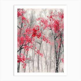 Red Flowers In The Forest Art Print