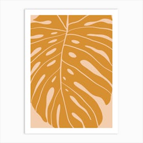 Orange Monstera Leaf Art Print