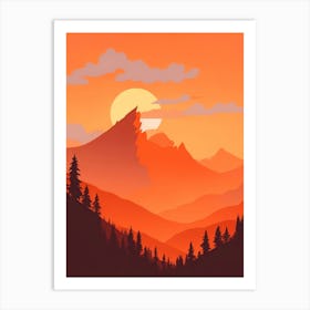 Misty Mountains Vertical Composition In Orange Tone 91 Art Print