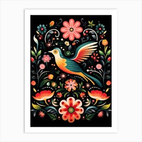 Folk Bird Illustration Hummingbird 1 Art Print