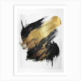 Gold And Black Brush Strokes 25 Art Print