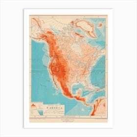 Map Of North America — retro map, vintage map print Art Print