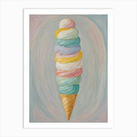 Pastel Summer Ice Cream Cone Art Print