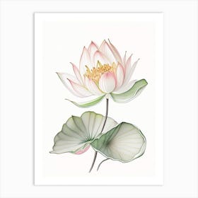 Lotus Floral Quentin Blake Inspired Illustration 3 Flower Art Print