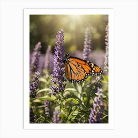 Monarch Butterfly On Lavender 2 Art Print