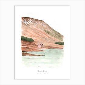 Loch Glass Pink House Scotland Art Print