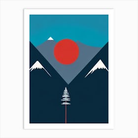 Niseko, Japan Modern Illustration Skiing Poster Art Print