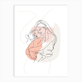 Mother Hugging Her Child Mothers day 1 Art Print