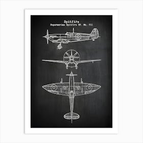 Spitfire Airplane Decor Supermarine Spitfire Hf Art Print