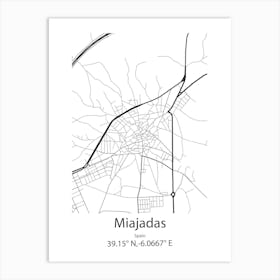 Miajadas,Spain Minimalist Map Art Print