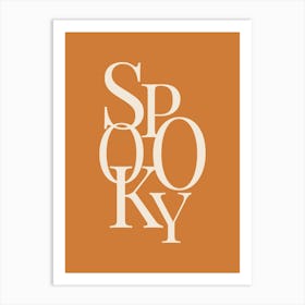 Modern Spooky Typography - White & Orange Art Print