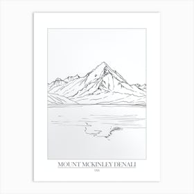 Mount Mckinley Denali Usa Line Drawing 1 Poster Art Print