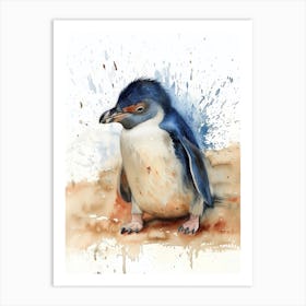 Humboldt Penguin Oamaru Blue Penguin Colony Watercolour Painting 1 Art Print
