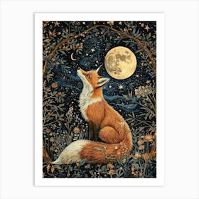 William Morris Night Fox Moon Print Morris Museum Poster Morris Exhibition Poster Painting Fox Full Art Print