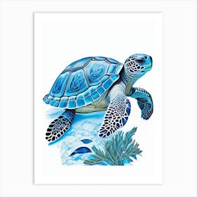 Conservation Sea Turtle, Sea Turtle Decoupage 1 Art Print