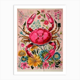 Floral Animal Painting Crab 4 Art Print