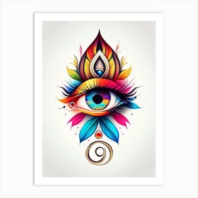 Mindfulness, Symbol, Third Eye Tattoo 1 Art Print