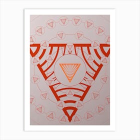 Geometric Abstract Glyph Circle Array in Tomato Red n.0013 Art Print