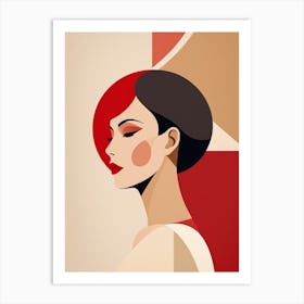 Portrait Of A Woman Abstract red and beige Art Art Print