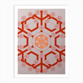 Geometric Abstract Glyph Circle Array in Tomato Red n.0025 Art Print