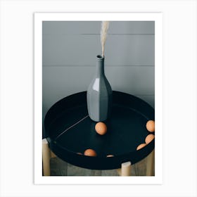 Black Tray With Eggs Art Print