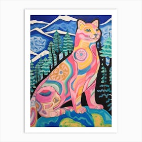 Maximalist Animal Painting Mountain Lion 1 Art Print