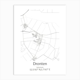 Dronten,Netherlands Minimalist Map Art Print