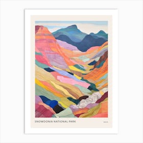 Snowdonia National Park Wales Colourful Mountain Illustration Poster Art Print