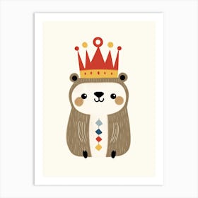 Little Sloth 6 Wearing A Crown Art Print