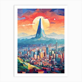 Seoul, South Korea, Geometric Illustration 3 Art Print