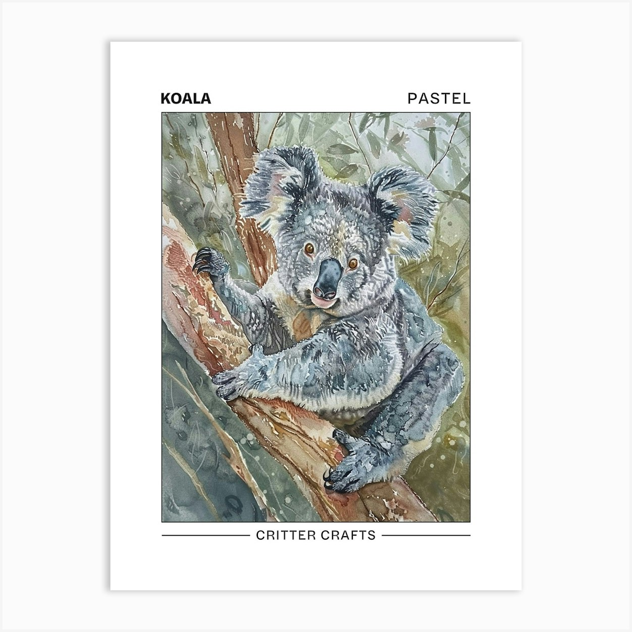 Koala Pastel Watercolour 1 Poster Art Print by Critter Crafts