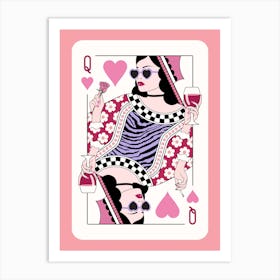 Queen Of Hearts Pink - Red Wine and Pink Roses Art Print