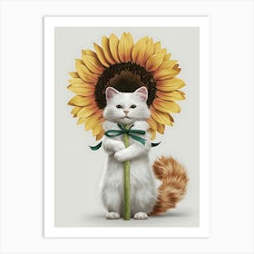 Sunflower Cat Art Print