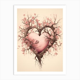 Blush Pink Floral Tree Heart Vintage  6 Art Print