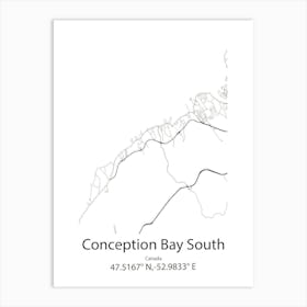 Conception Bay South,Canada Minimalist Map Art Print